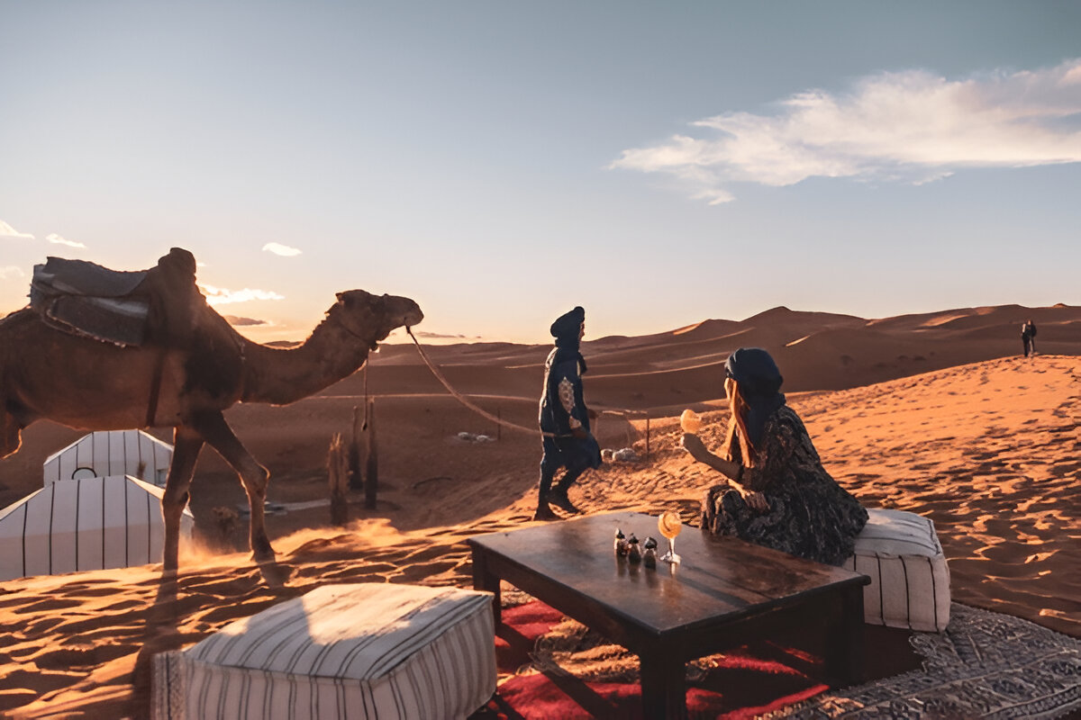 Camel trekking in the Sahara